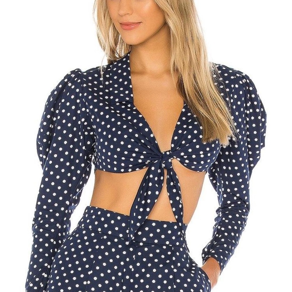 WE WORE WHAT NWT polka dot Bisou top